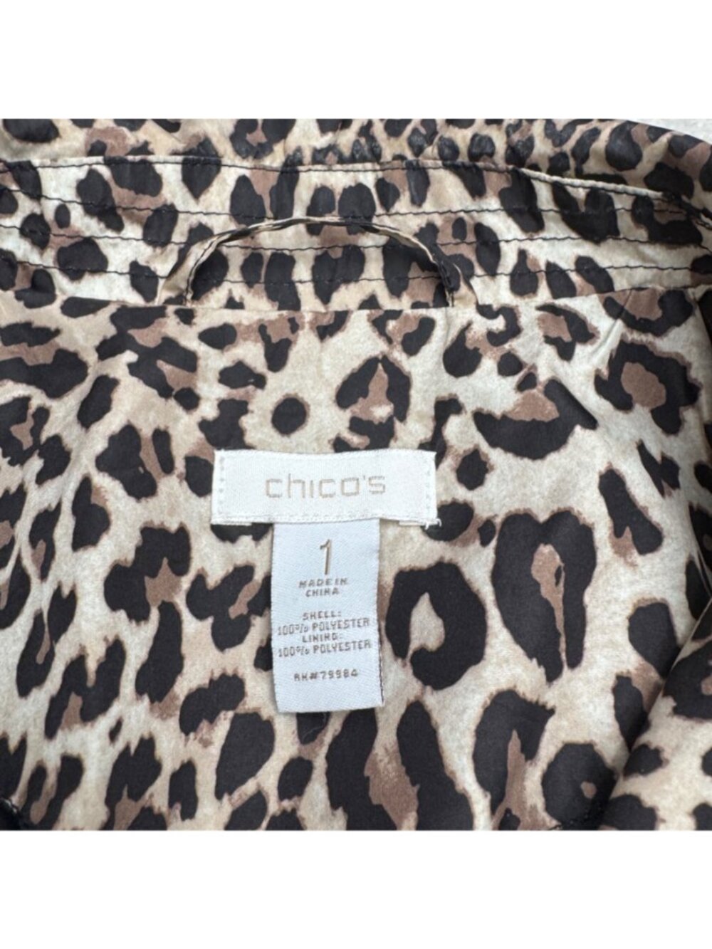 Chico's Women's Leopard Print Belted Trench Raincoat Button Closure Size 1 /US M - Picture 7 of 9